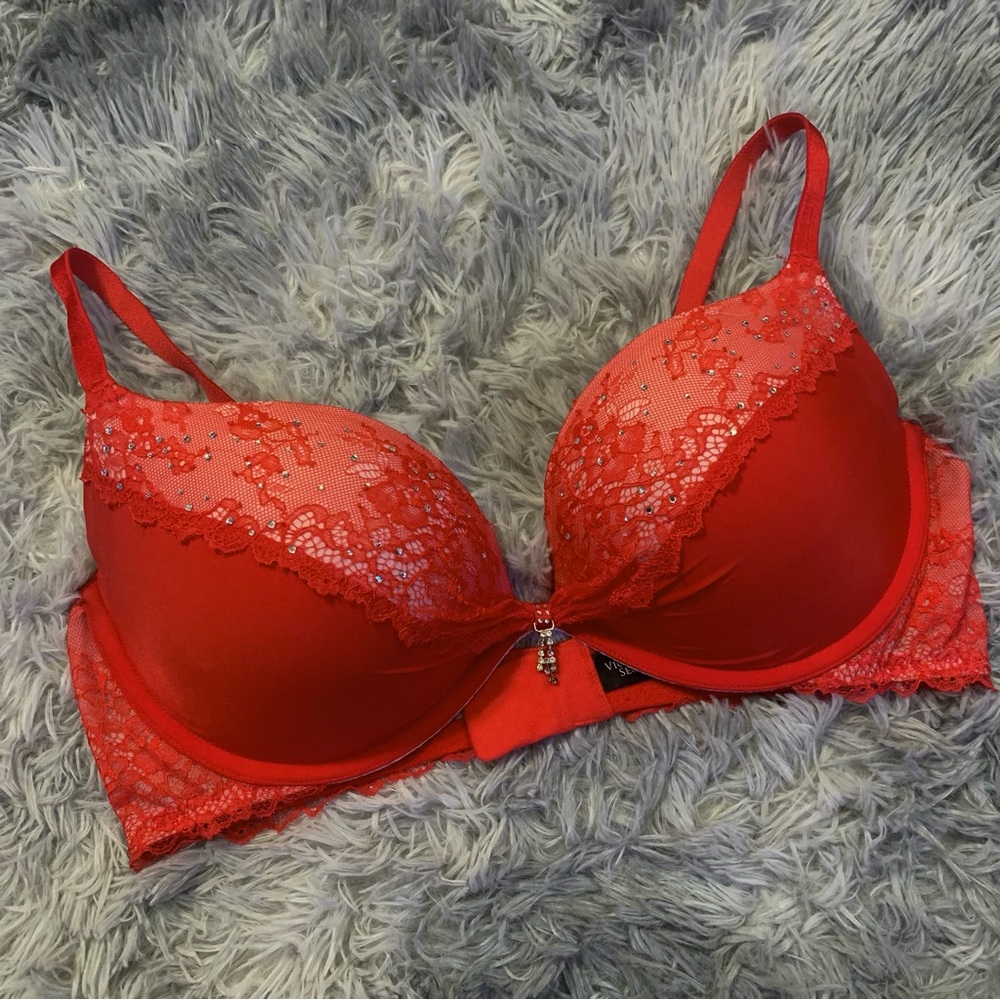 Victoria’s Secret Sequined Red Lace Bra